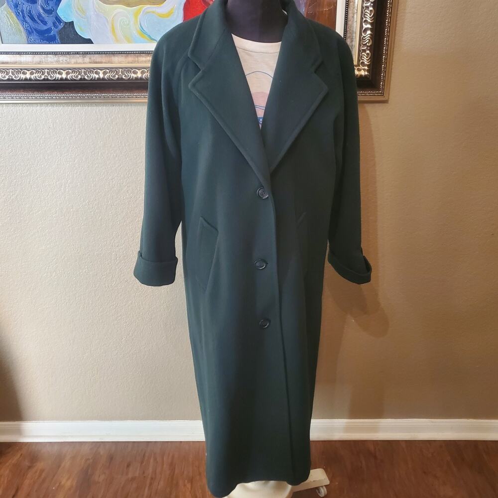 Vintage Preston & York Womens size 8 Green Wool Cashmere Blend Coat Jacket